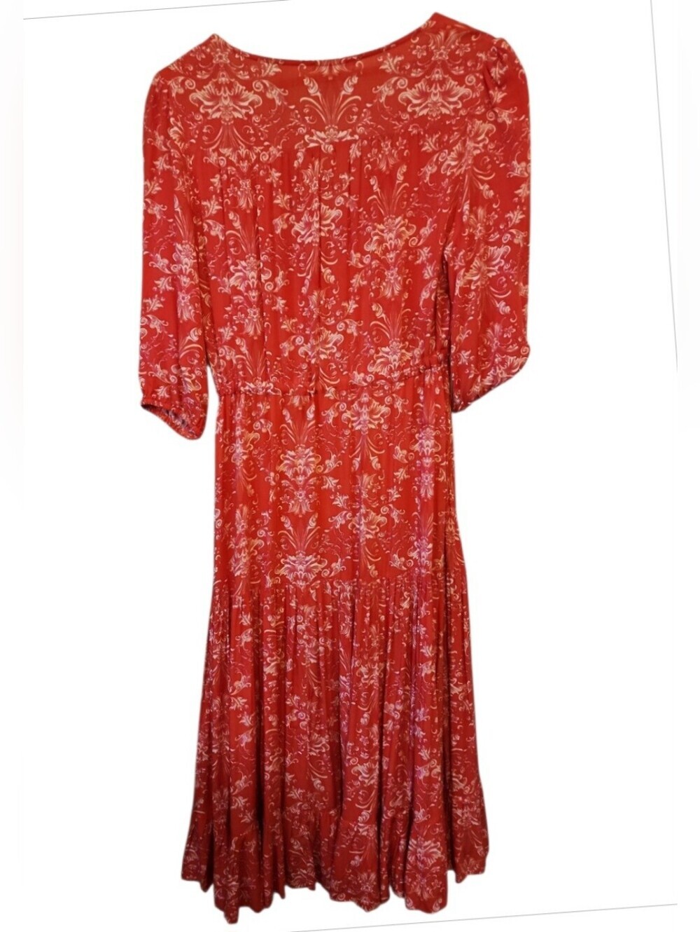 ABEL THE LABEL Strawberry Kisses Boho Maxi Dress Size Medium Anthropologie Red - Picture 9 of 10